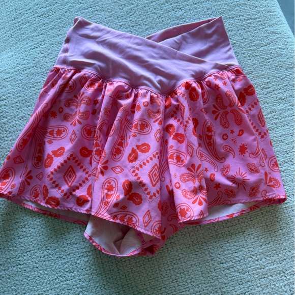aerie Pink Paisley Print Athletic Shorts - Picture 4 of 6